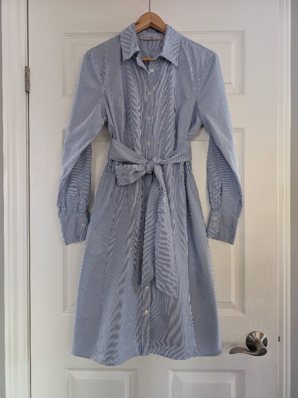 Cotton striped shirt dress blue white size medium